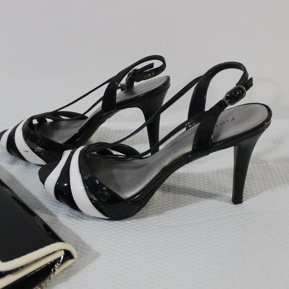 🖤 Fioni Black White Patent Stiletto Heels Size 7 - Picture 9 of 11